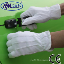NMSAFETY forro de enclavamiento de algodón 100% blanqueado con mini guante de tela de puntos de pvc